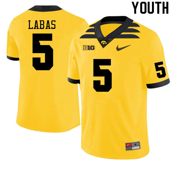 Youth #5 Joey Labas Iowa Hawkeyes College Football Jerseys Sale-Gold - Click Image to Close